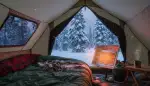 Gemütliche Wärme im Winter-Dachzelt