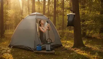 Draußen duschen: Mobile Dusche Camping