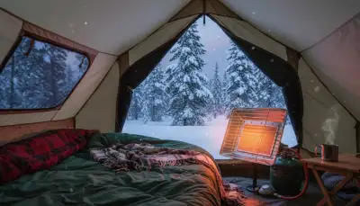 Gemütliche Wärme im Winter-Dachzelt